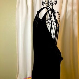 LBD Backless Black Velvet Slip Dress